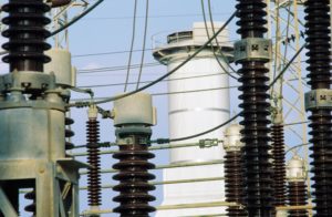 Switch yard insulators at Power station, close-up